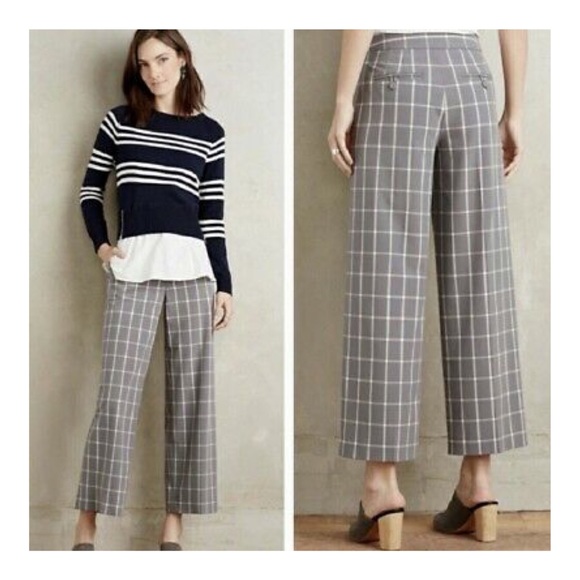 Anthropologie Pants - ANTHROPOLOGIE Plaid Wide Leg Gridlock Trouser 0